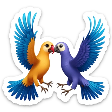 fight between two different birds  sticker