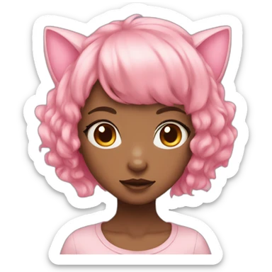 Neko girl with big eyes and pink hair sticker