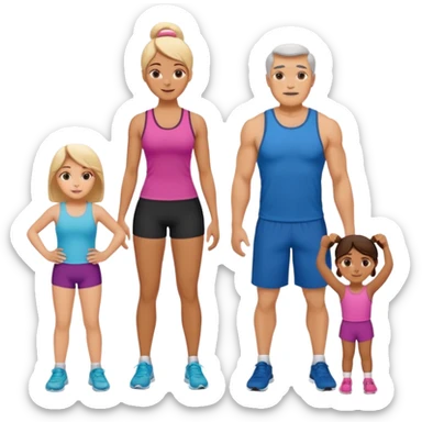 3 family members (mother daughter and father) working out together  sticker