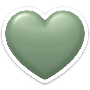 sage green heart with transparent bg without highlights sticker