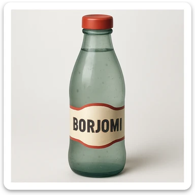 Borjomi water bottle emoji with a different label, variation 2, more realistic sticker