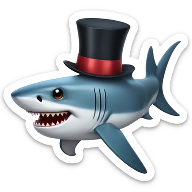 Shark with a top hat sticker