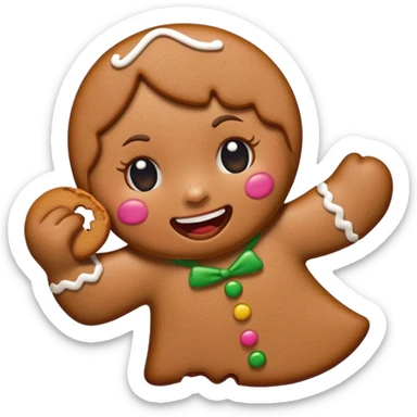 Gingerbread woman with a bite taken out of the top left of its face sticker