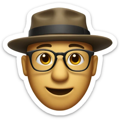 Emojo wearing glasses with a general's hat  sticker