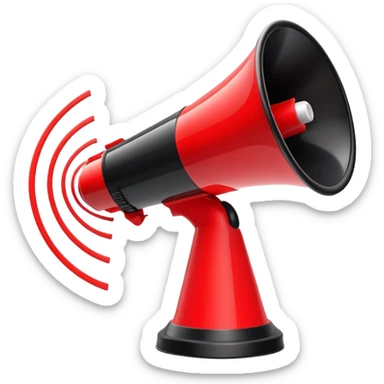 red and black megaphone loudspeaker with sound waves sticker
