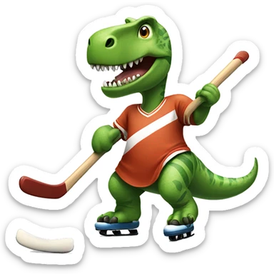 Dinosaure playing hockey sticker