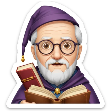 an old man wizard with glasses and SPAM meat books nodding yes sticker