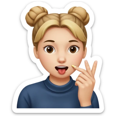 Una persona con moño , mordiéndose el dedo  sticker