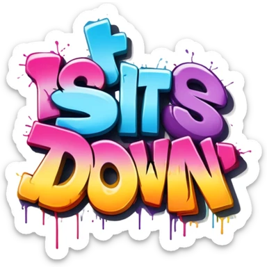 graffiti of the words Sit Down  sticker