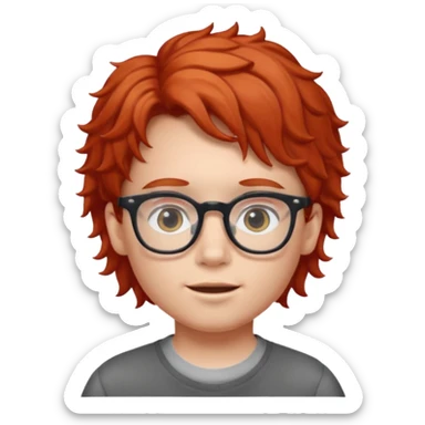 red wavy haired kid with glasses sticker