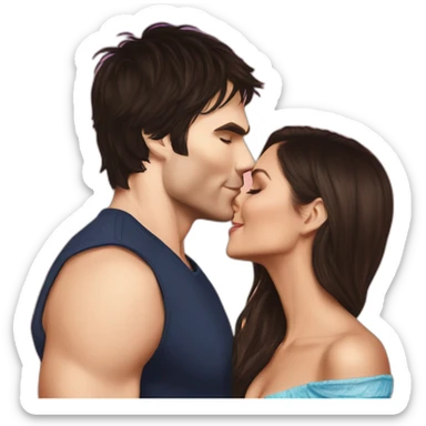 Ian Somerhalder kissing Nina Dobrev sticker