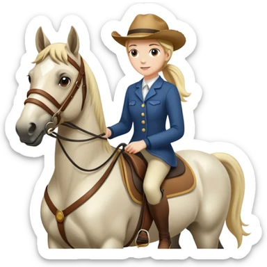 two girl coaching a person riding a horse sticker