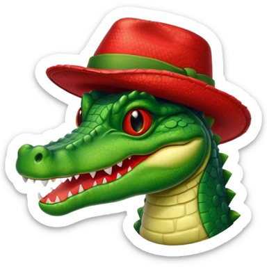 alligator with red hat sticker