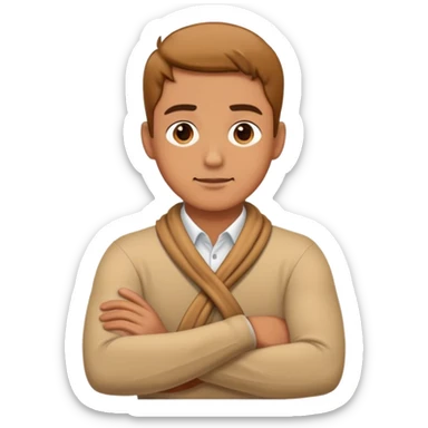 Man crossing his arms across his neck sticker