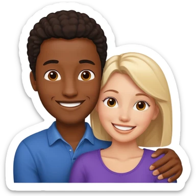 Romance - feeling of excitement associated with love - black man and white woman together sticker