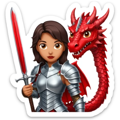 Fierce Latina in armor with a sword next to beheaded dragon sticker