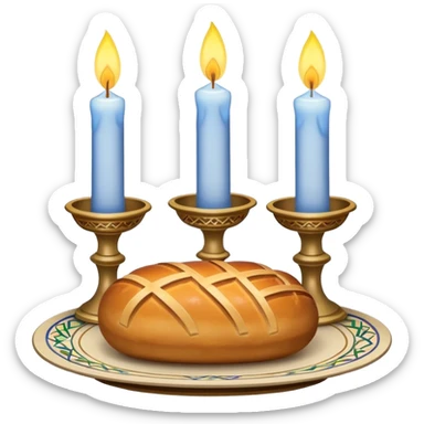 Shabbat two candles and hala bread  sticker