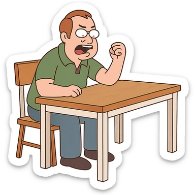 rectangle kitchen table with white legs and light wood top in modern flat design style sticker