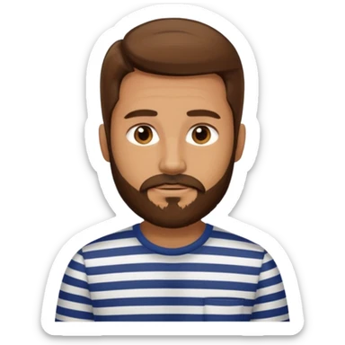 striped shirt with long hair and beard no moustache sticker