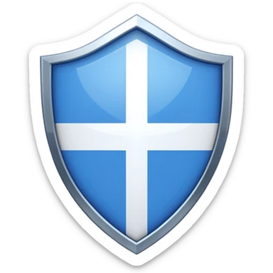 A shiny blue shield with a white 7 in the middle and a flag animation sticker