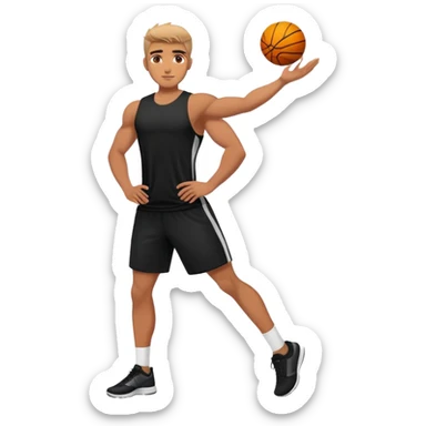 Athletic guy in sporty black clothes. sticker