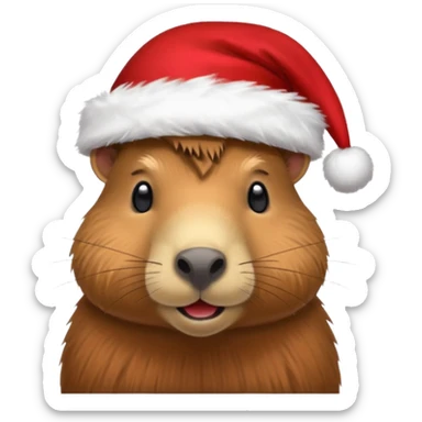 a capybara with a christmas hat sticker