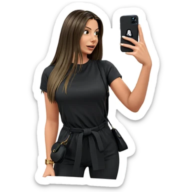 girl with phone and bag sticker