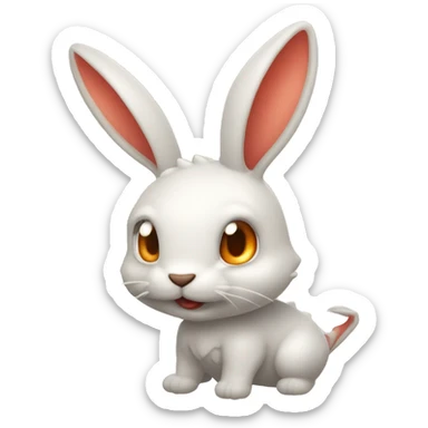 Conejo con ojos de marciano cola de dragón escupiendo fuego sticker