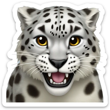 Snow leopard roaring  sticker