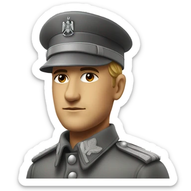 serious german soldier the middle of the XX century photorealistic gray uniform sticker