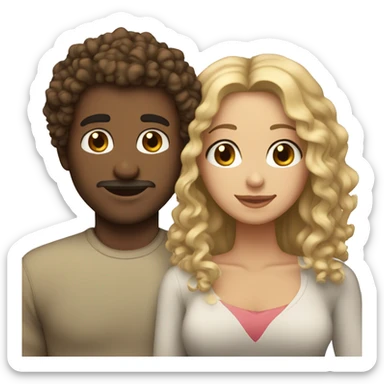 An heterosexual couple with blonde blue eyes man and a latina brunette girl with curly hair  sticker