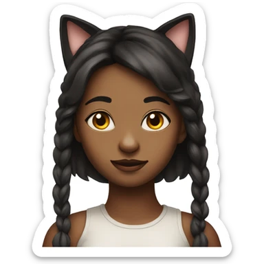 realistic portrait of girl with cat ears sticker