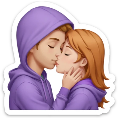 Gay in lavanda hoodie kiss with hayzel hair girl  sticker