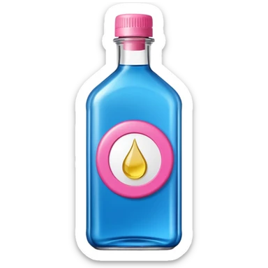 bottle of oil blue top pink outside with logo that says Diddys Oil sticker