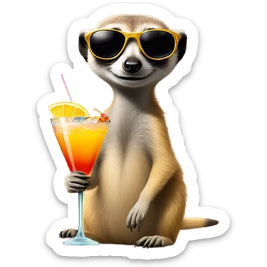 Meerkat with sunglasses and a Cocktail  sticker