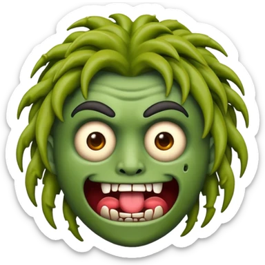 Faça um zumbi estilo emojis de iPhone, de uma moça parda dos cabelos ondulados  sticker