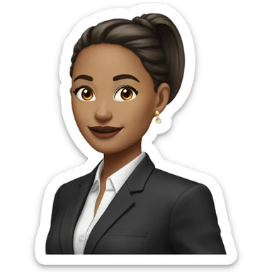 Portrait Female , USA 21	White	Striking features, expressive dark eyes, radiant smile	Sleek ponytail, statement earrings, tailored blazer	 sticker