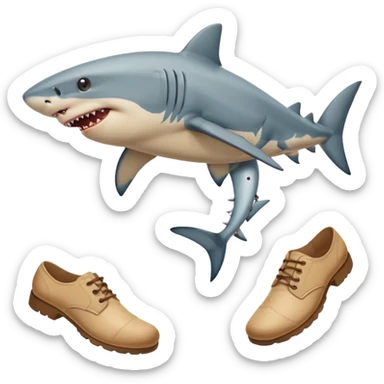 shark with shoes like the Italian brain rot but the hands are sticking out and above one of the hand is a 6 and on the other one is a 7 sticker