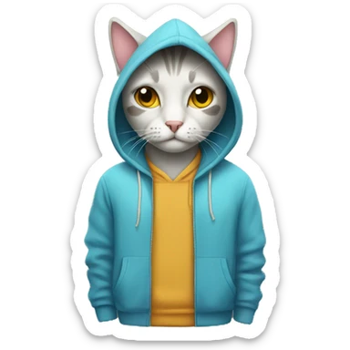 Cat wearing hoodie sticker