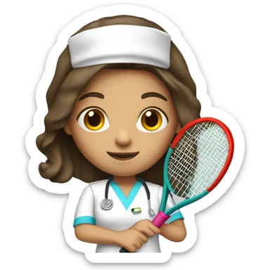 Brunette Female nurse long hair playing tennis sticker