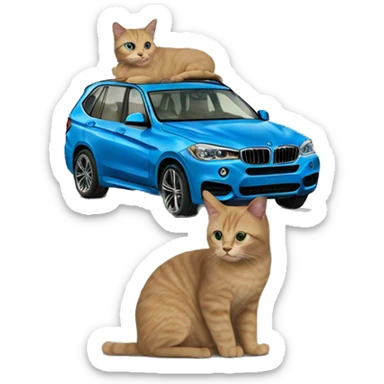 cat in a blue bmw suv sticker