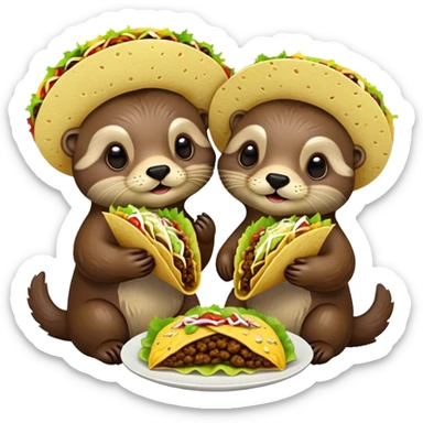 Two otters eating tacos sticker