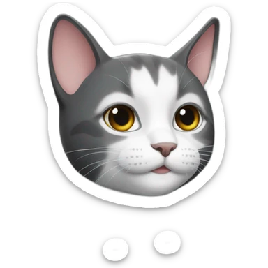 A dark grey and white cat sticker