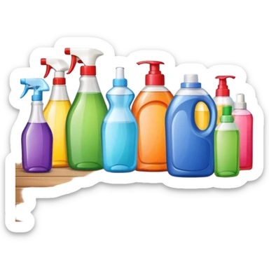cleaning products on a table sticker