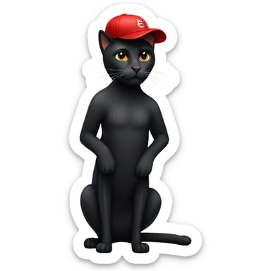 Black cat wearing red baseball cap  sticker