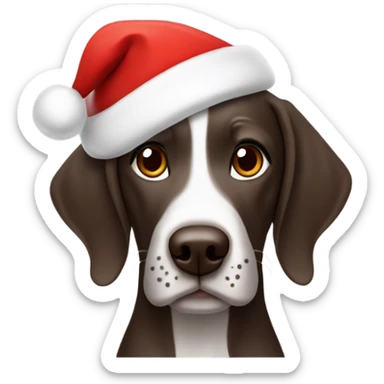 German shorthair with Santa hat sticker