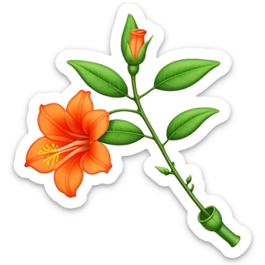 single Trumpet Vine flower, straight stem sticker