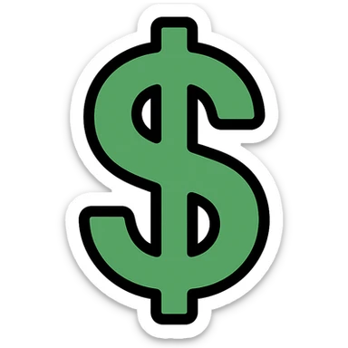 green dollar sign icon, color outline style sticker