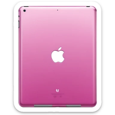  pink iPad (Apple tablet) with sleek metallic finish, minimal and modern design, soft reflections, isolated on transparent background, realistic style" sticker