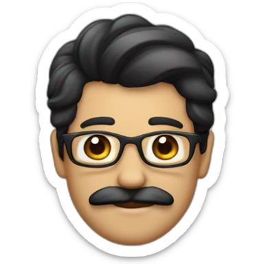 Homme avec les cheveux noir, une mèche sur le côté et une moustache carré de couleur noire  sticker